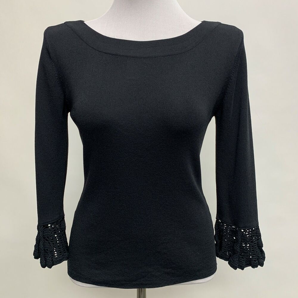Euro-X‎ Women's Knit Top Medium Black